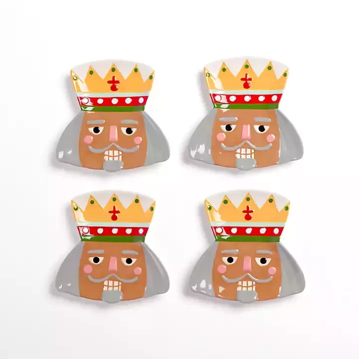 Flash Sale Jolly Nutcracker Shaped Appetizer Plates, Set of 4 Dinnerware