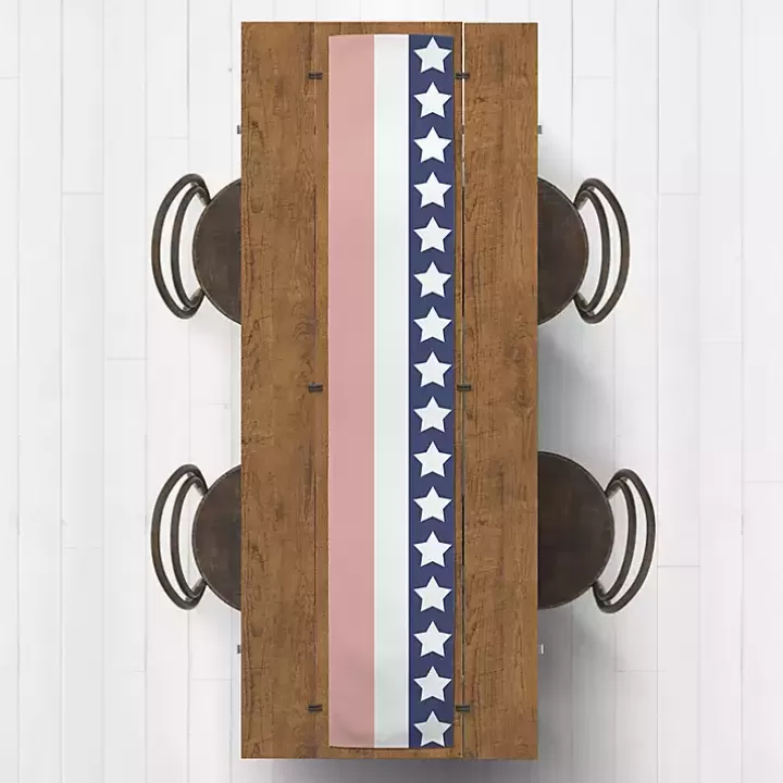 Clearance July 4th Simple Stripe Decorative Table Runner Table Linens