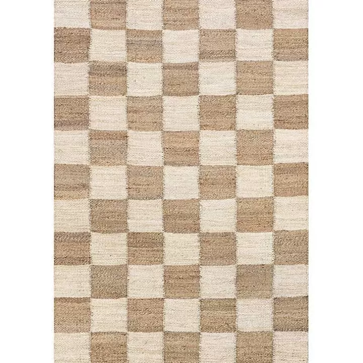 Sale Jute Tan Checkered Area Rug, 5x8 Area Rugs