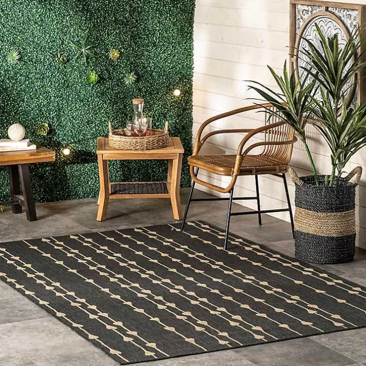 New Kendall Gray Vertical Teardrop Outdoor Rug, 5x8 Area Rugs