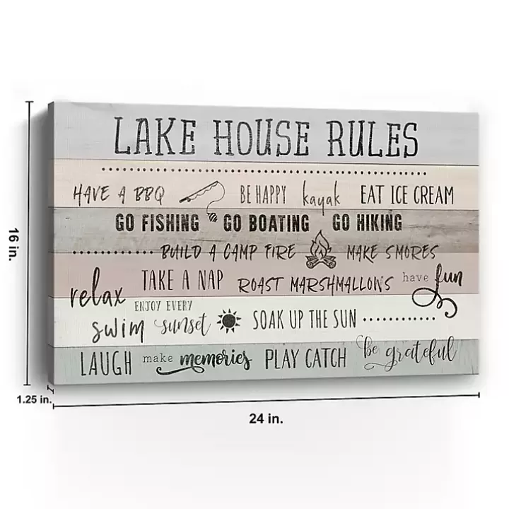 Outlet Lake House Rules Giclee Canvas Art Print Canvas Art