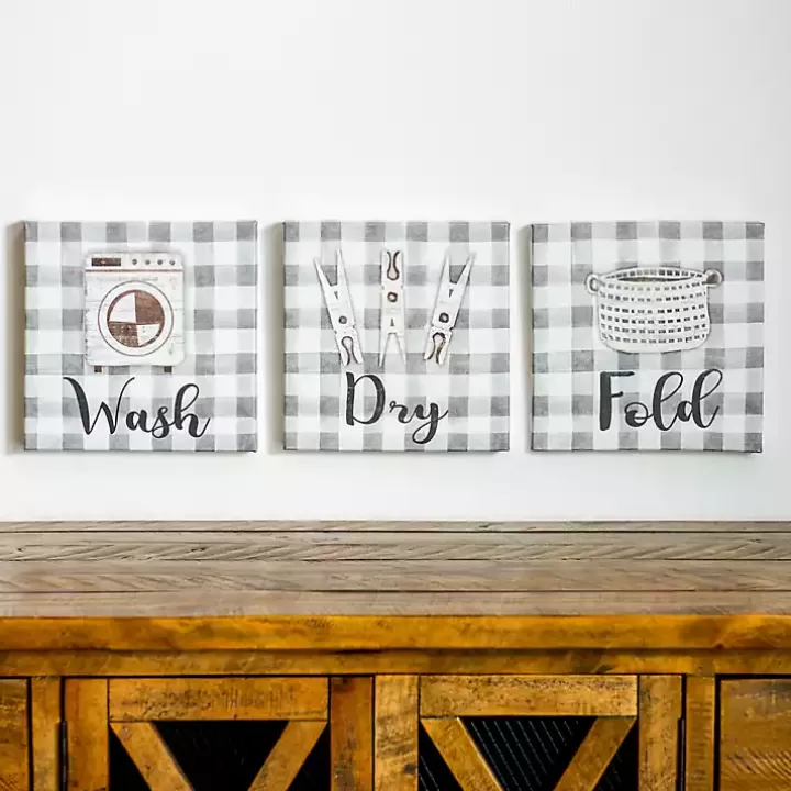Sale Laundry Sentiment Canvas Art Prints, Set of 3 Wall Quotes & Signs