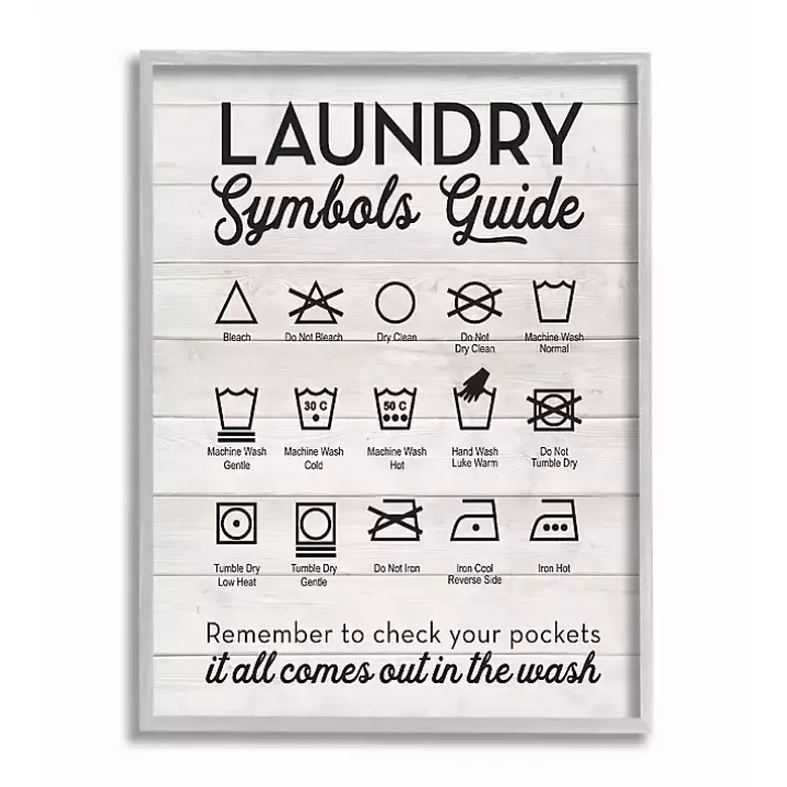 Flash Sale Laundry Symbols Guide Framed Art Print Wall Quotes & Signs