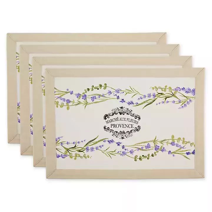 Hot Lavender Garland Cotton Placemats, Set of 4 Table Linens