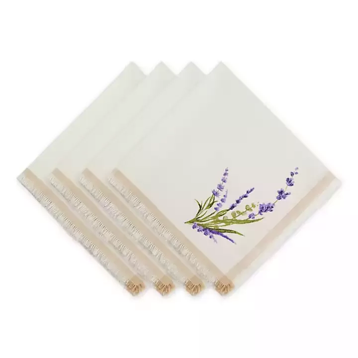 Best Sale Lavender Sprigs Cotton Napkins, Set of 4 Table Linens