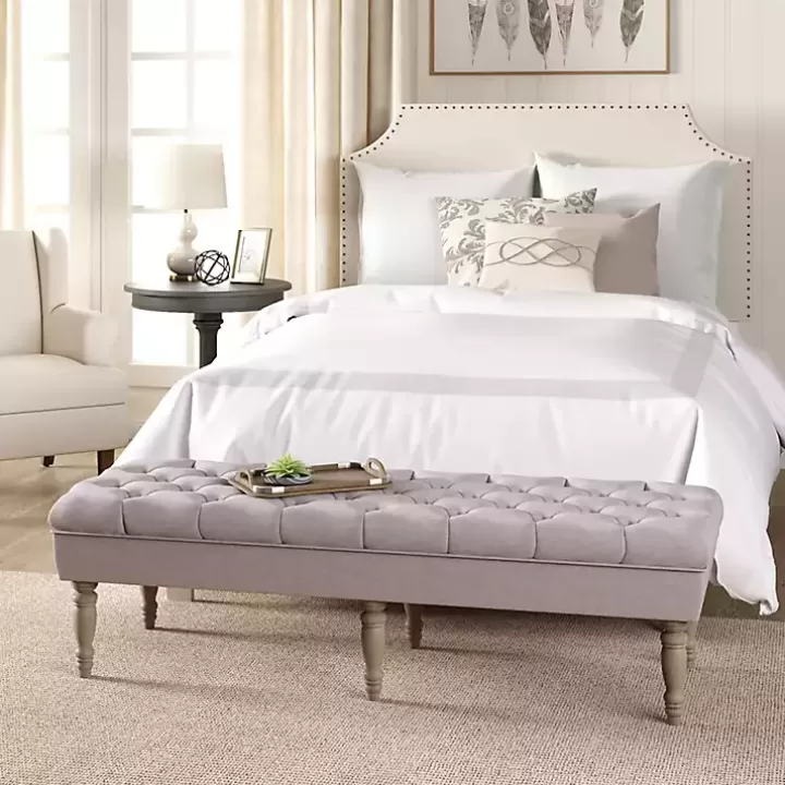 New Layla Natural Button Tufted Bench Benches & Ottomans
