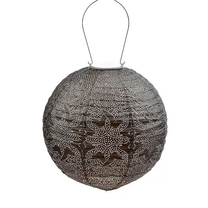 Discount LED Round Taupe Outdoor Hanging Lantern Outdoor Lighting