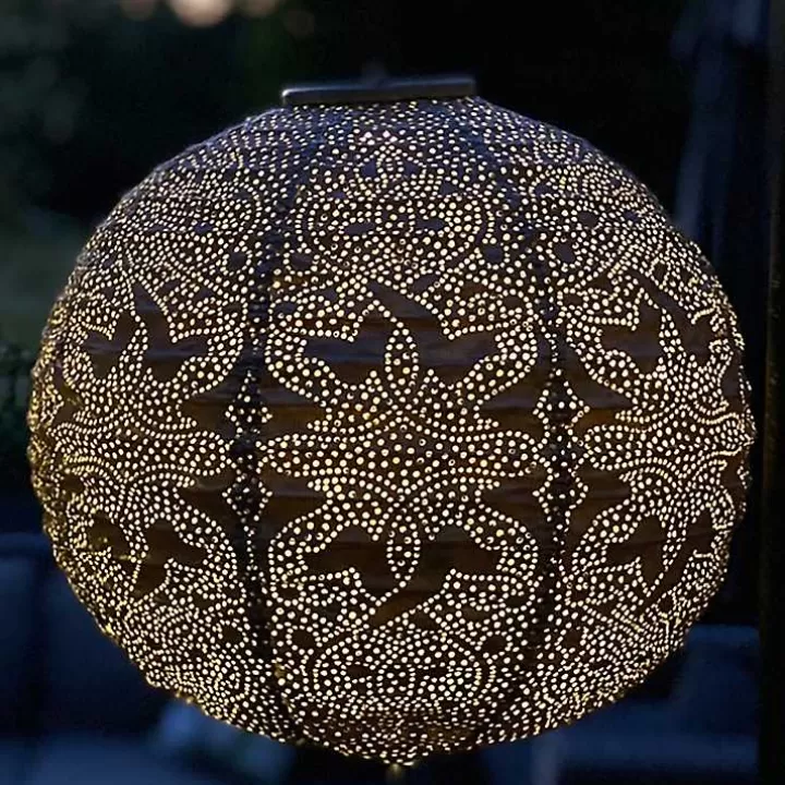 Discount LED Round Taupe Outdoor Hanging Lantern Outdoor Lighting