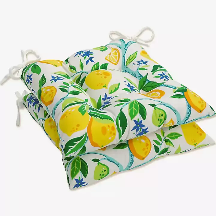 Hot Lemon Tree Tufted Outdoor Seat Cushions, Set of 2 Outdoor Cushions & Pillows