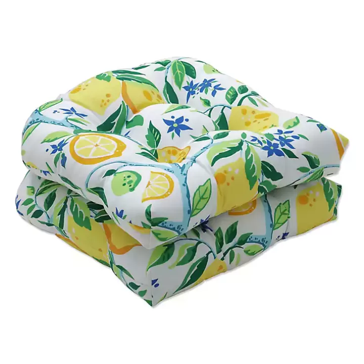 Best Sale Lemon Vine 2-pc. Outdoor Chair Cushion Set Outdoor Cushions & Pillows