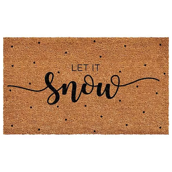 Cheap Let it Snow Polka Dot Coir Doormat Doormats