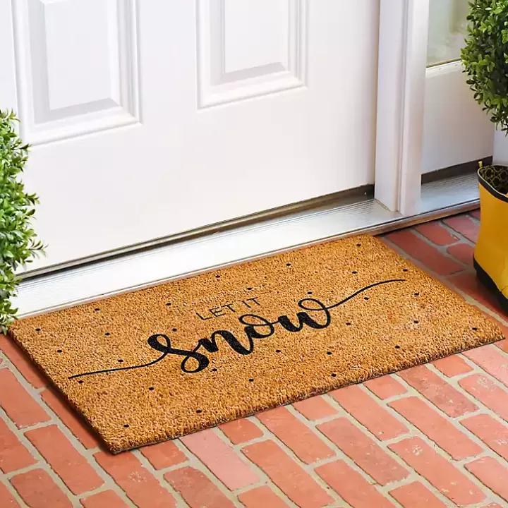 Cheap Let it Snow Polka Dot Coir Doormat Doormats