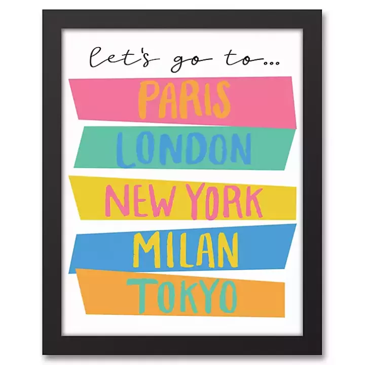 New Let's Go Travel Framed Canvas Art Print Wall Quotes & Signs