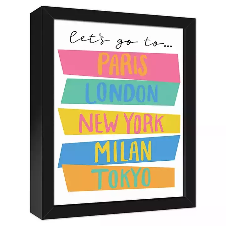 New Let's Go Travel Framed Canvas Art Print Wall Quotes & Signs