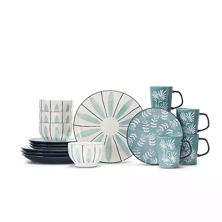 Best Light Blue Patterned 16-pc. Dinnerware Set Dinnerware