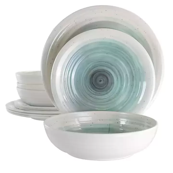 Fashion Light Blue Swirl Melamine 12-pc. Dinnerware Set Dinnerware