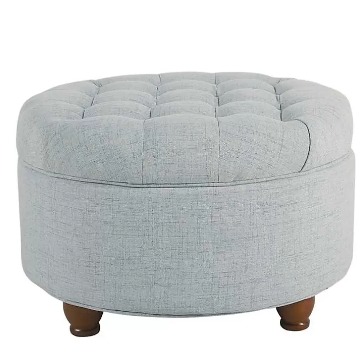 Online Light Tufted Round Storage Ottoman Benches & Ottomans