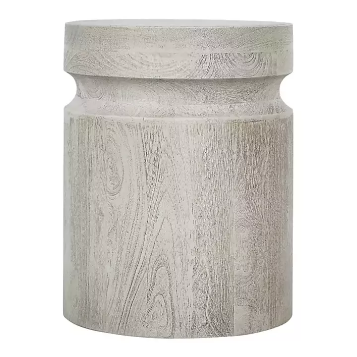 Sale Light Cream Wood Cylinder Accent Table Accent & End Tables