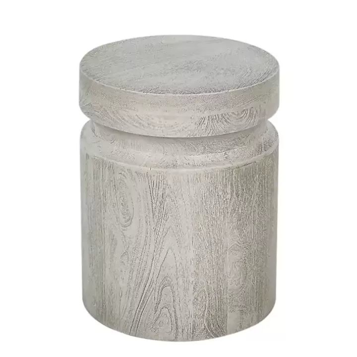 Sale Light Cream Wood Cylinder Accent Table Accent & End Tables