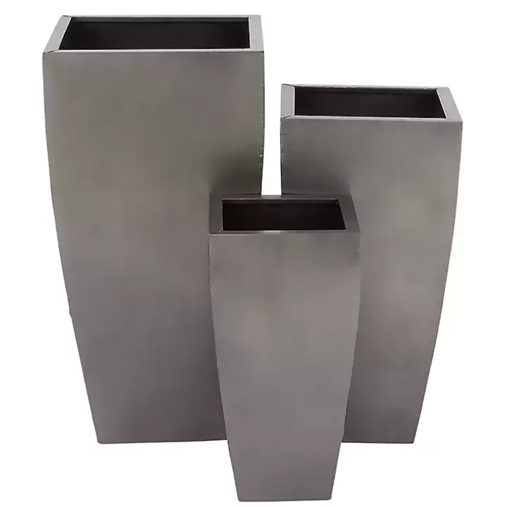 Flash Sale Light Metal Round Tapered Planters, Set of 3 Planters