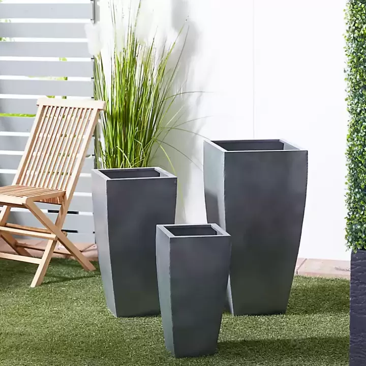 Flash Sale Light Metal Round Tapered Planters, Set of 3 Planters