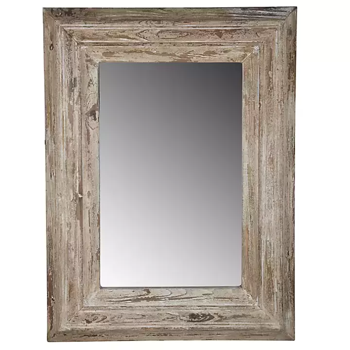 Cheap Light Whitewashed Wood Rectangular Wall Mirror Decorative Mirrors