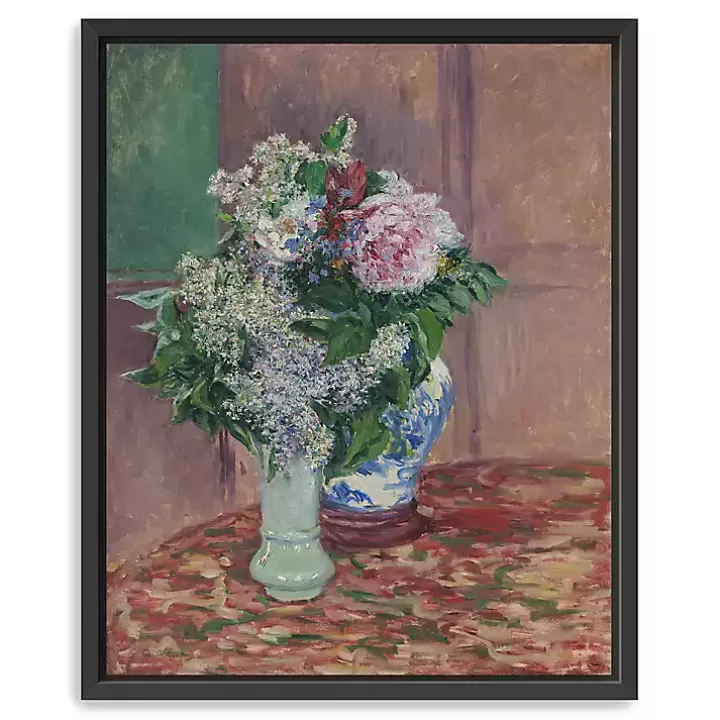 Discount Lilacs and Peonies Framed Canvas Art Print Canvas Art