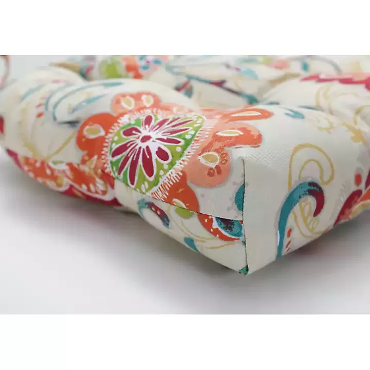 Online Lily Paisley Tufted Outdoor Seat Cushion, Set of 2 Outdoor Cushions & Pillows