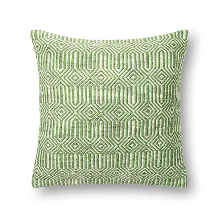 Hot Lime Woven Geometric Outdoor Throw Pillow Outdoor Cushions & Pillows