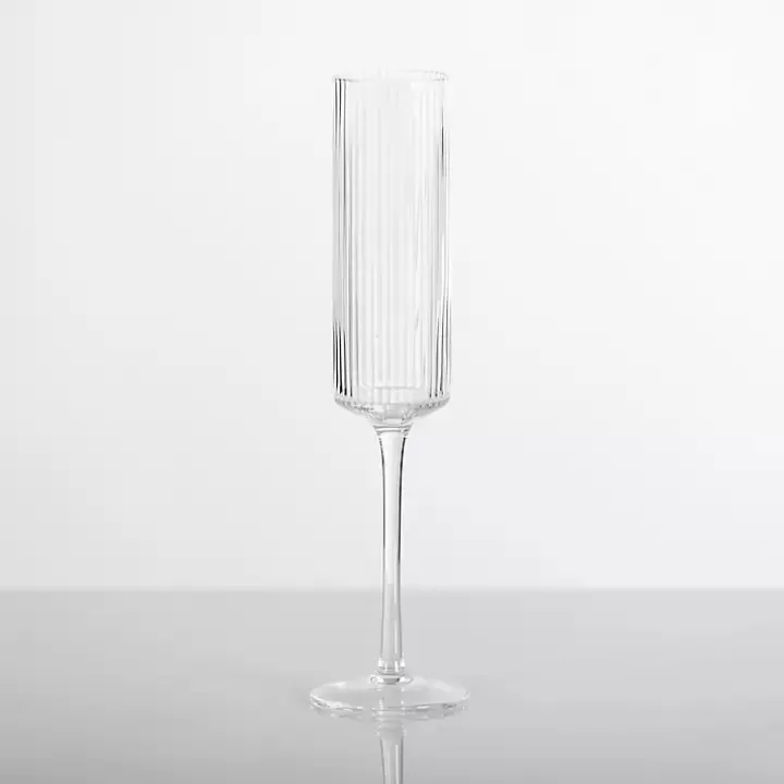 Hot Linear Ribbed Champagne Flute Glassware & Drinkware