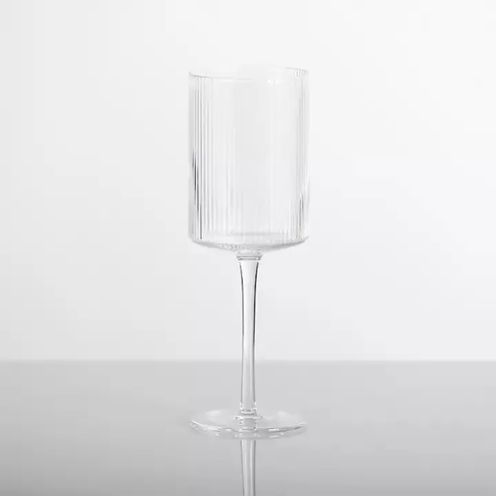 Fashion Linear Ribbed Goblet Wine Glass Glassware & Drinkware