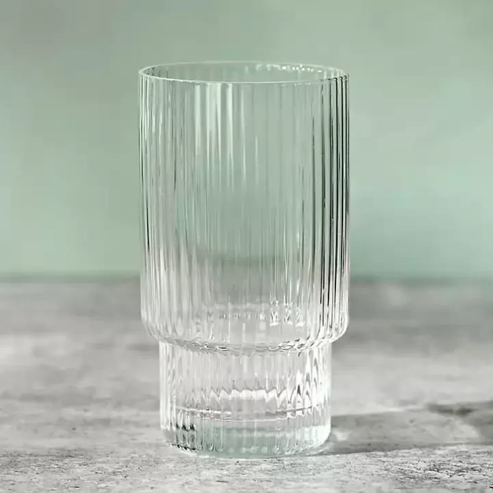 Flash Sale Linear Ribbed Highball Glass Glassware & Drinkware