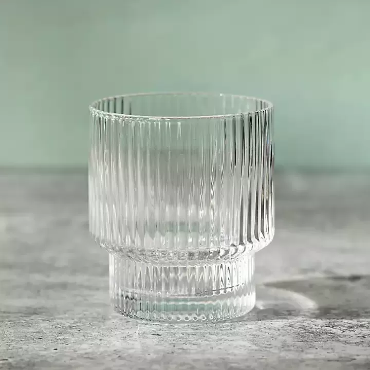 Online Linear Ribbed Short Glass Glassware & Drinkware