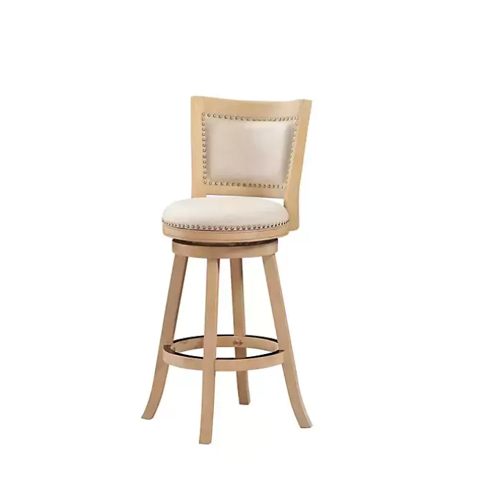 Shop Linen and Driftwood Nailhead Swivel Bar Stool Bar Stools & Counter Height Stools