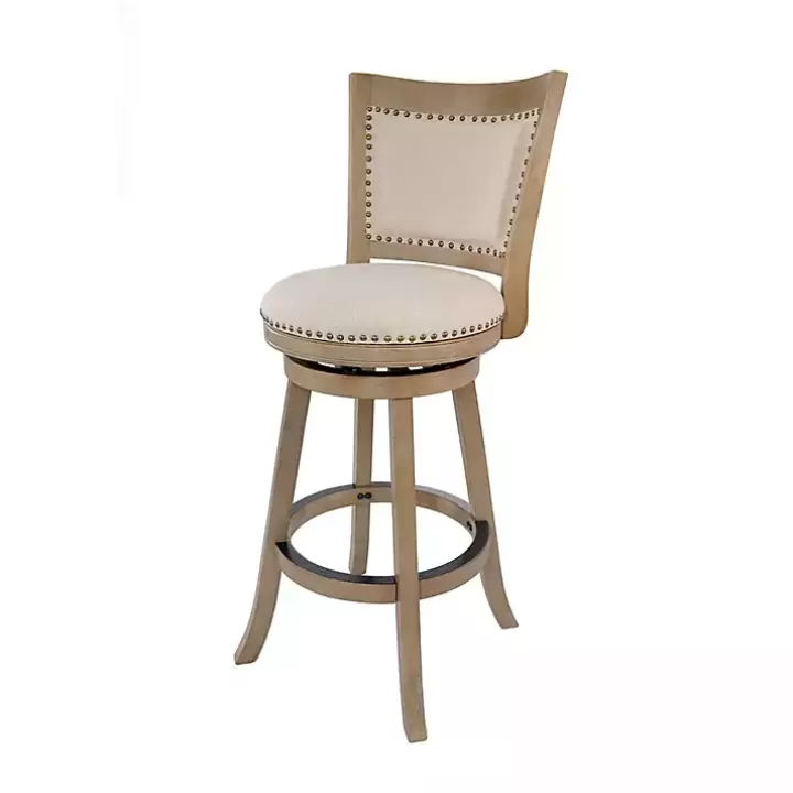 Shop Linen and Driftwood Nailhead Swivel Bar Stool Bar Stools & Counter Height Stools