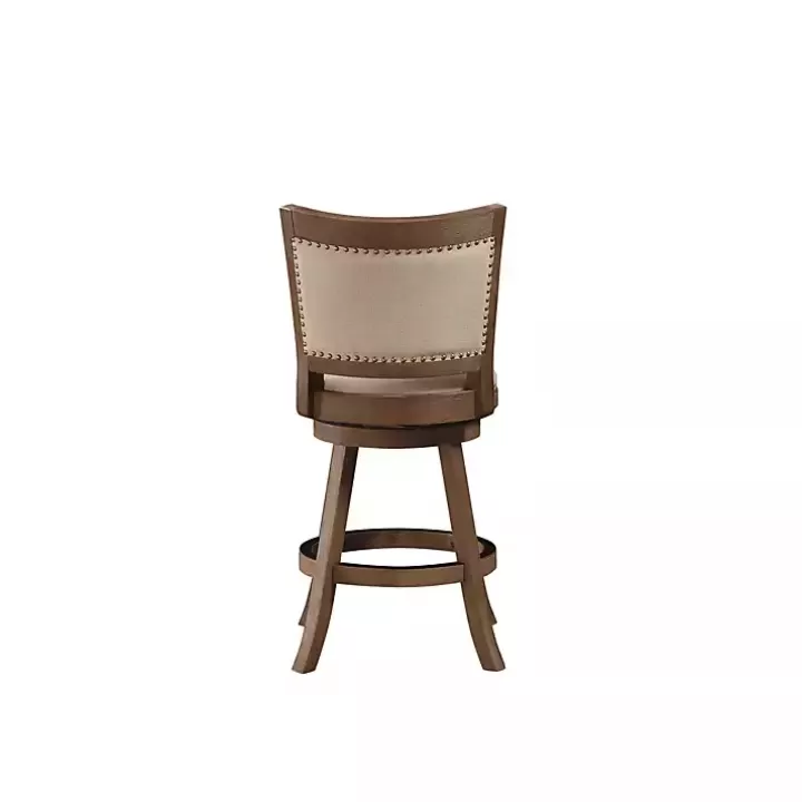 Shop Linen and Driftwood Nailhead Swivel Counter Stool Bar Stools & Counter Height Stools