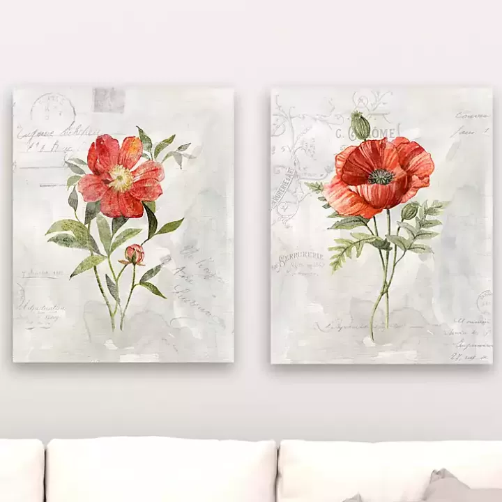 Best Sale Linen Peony Giclee Canvas Art Prints, Set of 2 Canvas Art