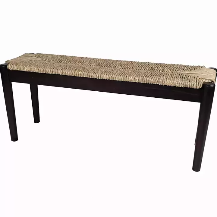 Sale Lola Seagrass and Wood Bench Benches & Ottomans