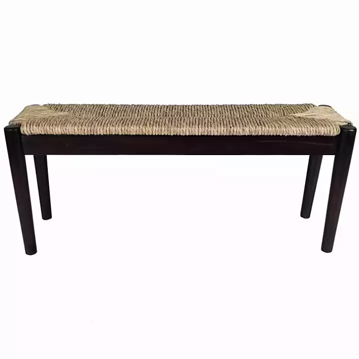 Sale Lola Seagrass and Wood Bench Benches & Ottomans