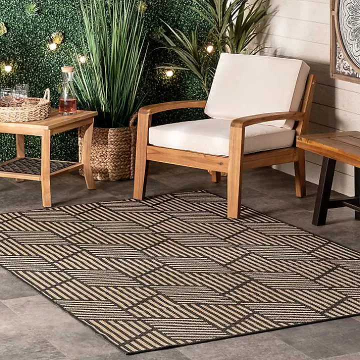 Sale Lori Dark Gray Modern Geometric Outdoor Rug, 8x10 Outdoor Rugs