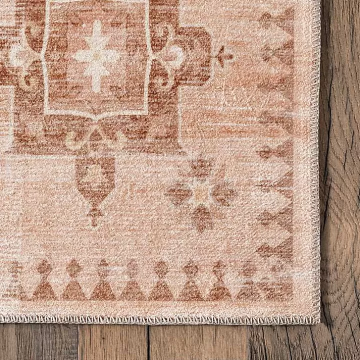 Cheap Lottie Peach Vintage Washable Area Rug, 8x10 Area Rugs