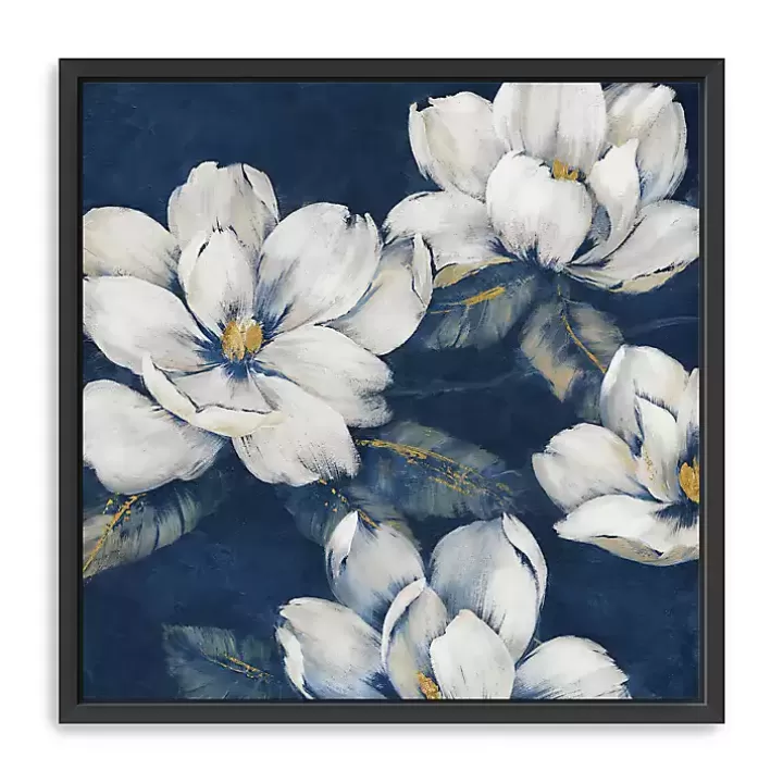 Sale Magnolias Indigo Framed Giclee Canvas Art Print Framed Art