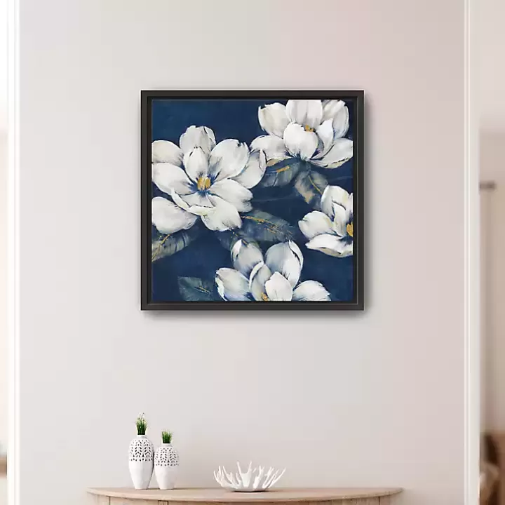 Sale Magnolias Indigo Framed Giclee Canvas Art Print Framed Art