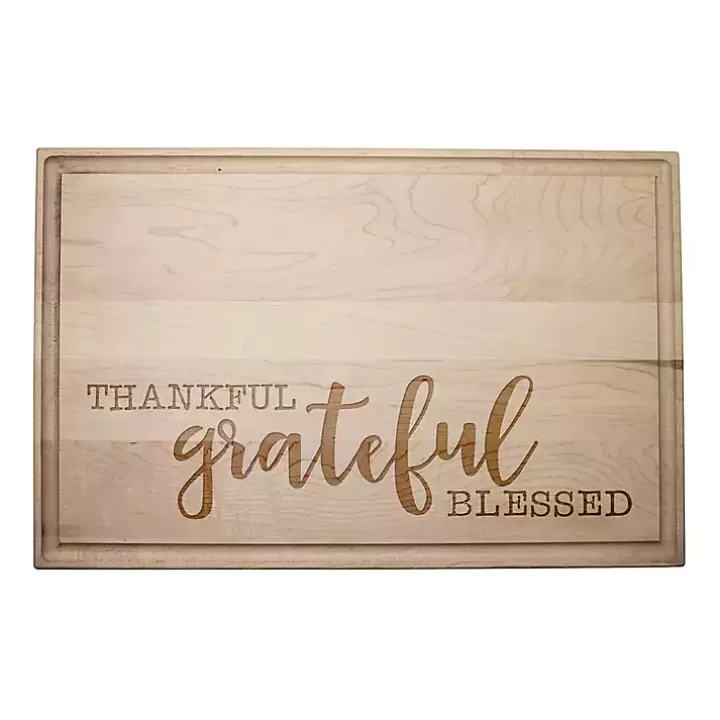 Hot Maple Wood Thankful Grateful Blessed Cutting Board Serving & Entertaining