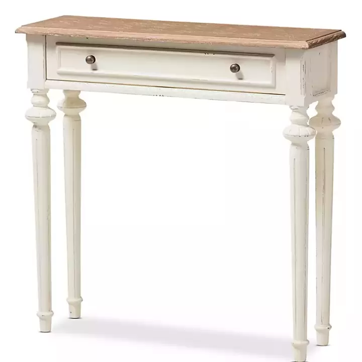 Outlet Marquetterie Whitewashed Oak Top Console Table Console Tables
