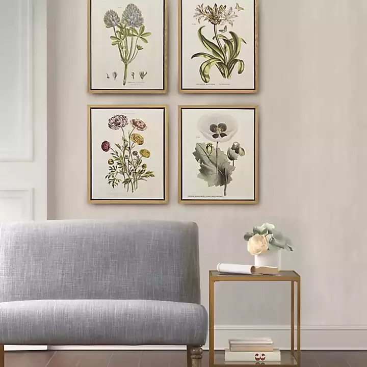 New Martha Stewart Herb and Floral Framed Print Set Canvas Art