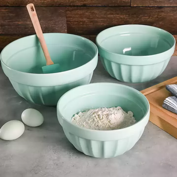 Best Sale Martha Stewart Mint Stoneware Bowls, Set of 3 Serving & Entertaining