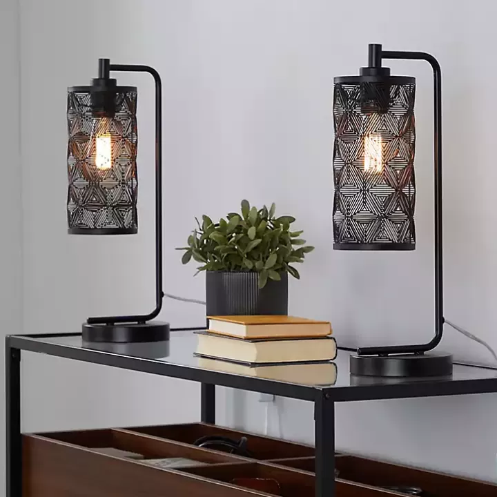 Sale Matte Metal Cutout Table Lamps, Set of 2 Table Lamps