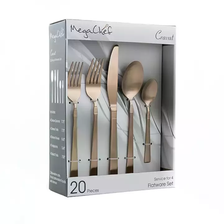 Hot Matte Rose Gold Rounded 20-pc. Flatware Set Flatware & Cutlery