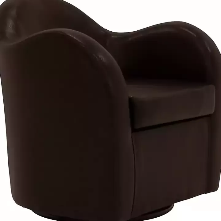 Discount Max Faux Leather Swivel Club Accent Chair Accent Chairs